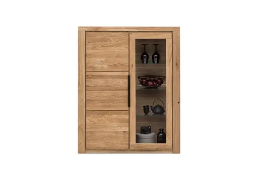 Vitrine - Eiche Dekor, Eiche Massiv, Geölt, Glas