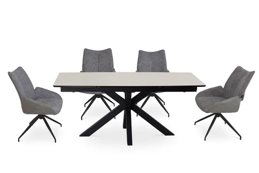 Esstisch MELANIA - ausziehbar, LB ca. 180x95 cm, Glaskeramik, Travertin farbig