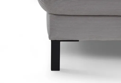 Ecksofa EM Labin - 2,5-Sitzer mit Ecke rechts, Kopfteile verstellbar, Stoff, grau