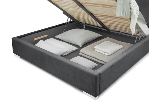 Bettgestell SANDRIN A- Liegefläche ca. 180x200 cm, Stoff, Anthrazit, inkl. Lattenrost und Stauraum