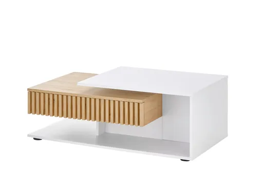 Couchtisch - LB ca. 110x60 cm, Weiß, Artisan Eiche Nachbildung