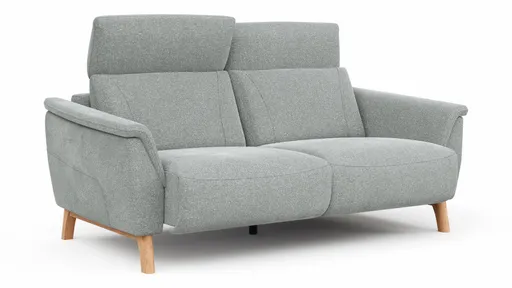 Sofa Nevin - 2,5-Sitzer inkl. Sitzvorzug (motorisch) und Kopfpolsterverstellung, Stoff, Silbergrau