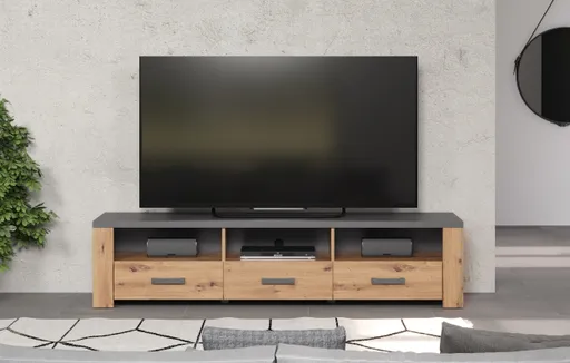 TV-Lowboard - Eiche Dekor, Graphit