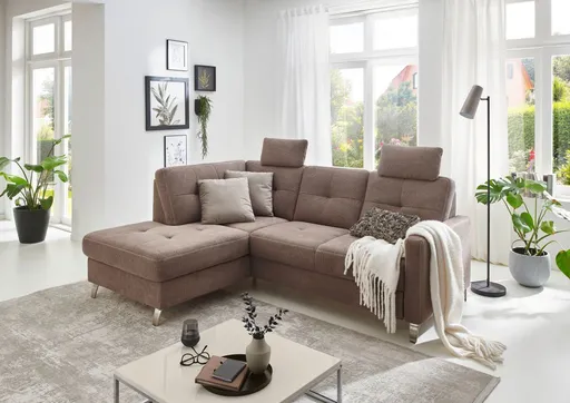 Ecksofa - Ecke links mit 2-Sitzer, Stoff, Taupe