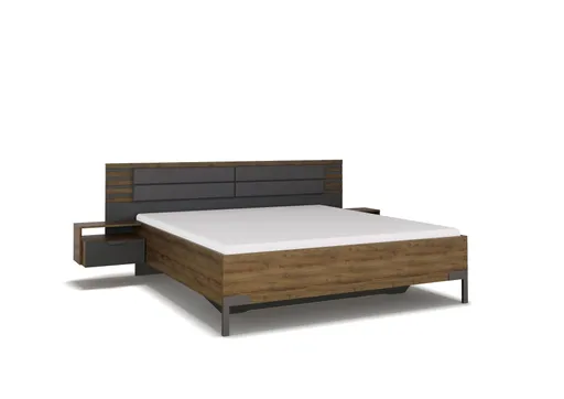 Bettanlage- Liegefläche ca. 180x200 cm, Dunkelgrau, Eiche Dunkel