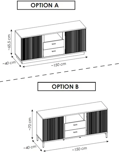 TV-Board - B ca. 150 cm, Kaschmir, Cremona Eiche Nachbildung
