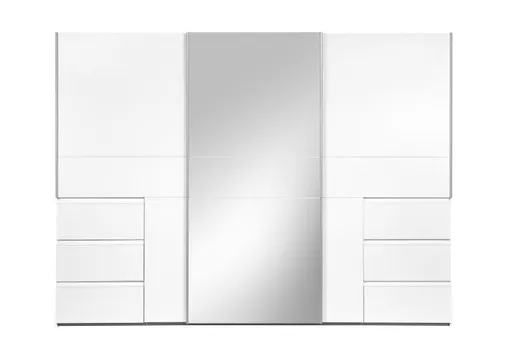 Schwebetürenschrank FJOLLA- B ca. 270 cm, Weiß, Spiegel