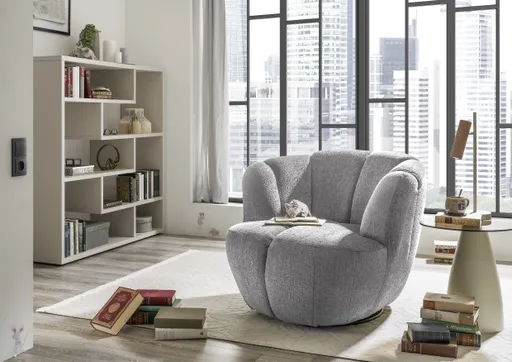 Drehsessel - Größe. L, Stoff, Steingrau