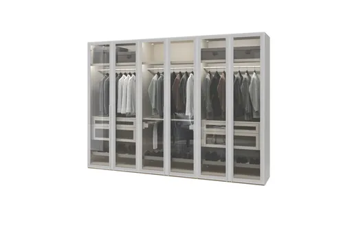 Drehtürenschrank JOIN IT- B ca. 303 cm, Weiss, Glas
