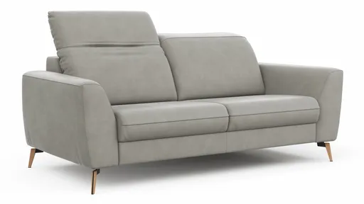 Sofa Tulsa KV - 2,5-Sitzer, inkl. Kopfteilverstellung, Leder, Graubeige