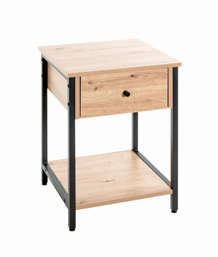 Beistelltisch - B/H/T ca. 40x55x40 cm, Eiche Nachbildung, Schwarz