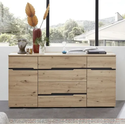 Sideboard - B ca. 165 cm, Artisan Eiche Nachbildung, Graphit