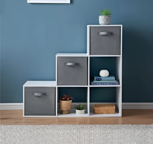 Raumteiler - inkl. Stoffboxen, B ca. 89 cm, Weiß, Grau