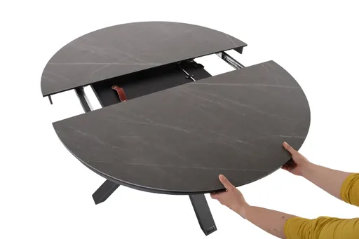 Esstisch MAIJA - ausziehbar, Ø/H ca. 120x76 cm, Glaskeramik, Steingrau