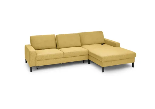  Ecksofa CALM MOVE 2.0 - 2,5-Sitzer mit Longchair rechts, Schlaffunktion, Feincord, Gold