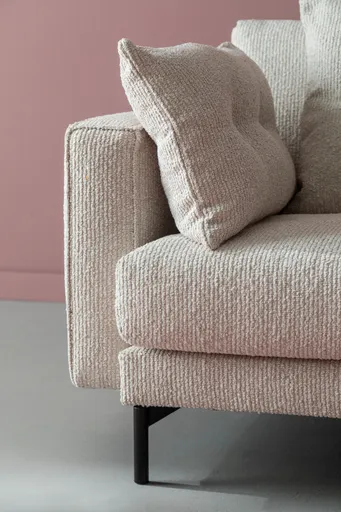 Trapezsofa Anesa - 2-Sitzer, Ecke rechts, Cord-Boucle, Creme