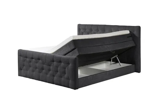 Boxspringbett- Liegefläche ca. 180x200 cm, Stoff, Schwarz