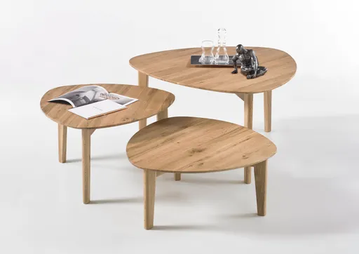 Couchtisch - 3-er Set, Asteiche massiv