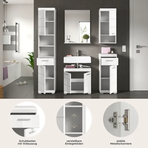 Badblock - 5-teilig, Weiß, Weiß Hochglanz