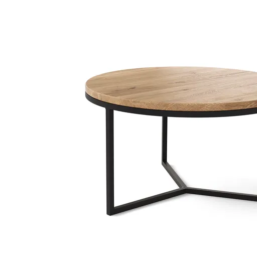 Couchtisch Joan 2- LBH ca. 58x58x33 cm, Asteiche massiv, Gestell schwarz