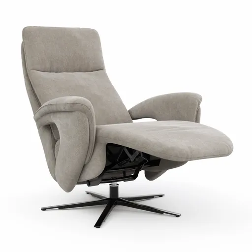 Sessel Tulsa Relax - Größe L, inkl. Kopf-/Fußteil/Rückenlehne verstellbar, Stoff, Graubeige