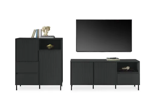 TV-Lowboard - B ca. 158 cm, Anthrazit