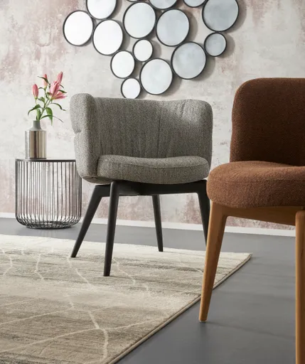 Armlehnstuhl Milana - Stoff, Cognac