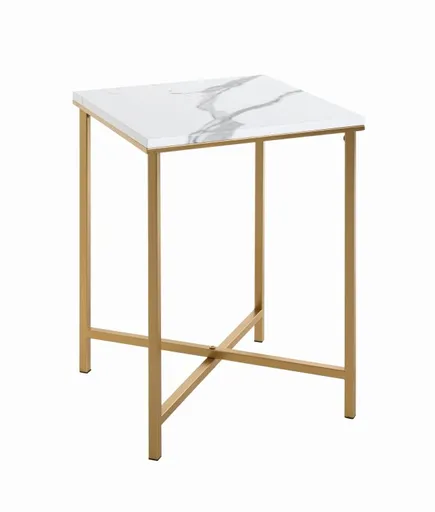 Beistelltisch - B/H/T ca. 39x55x39 cm, Marmoroptik, Goldfarben