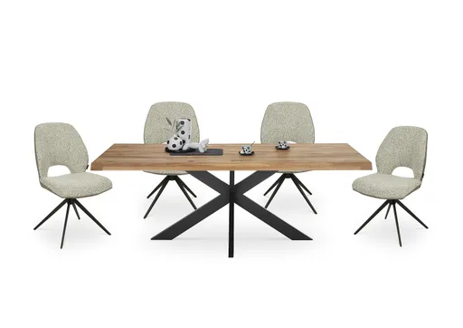 Esstisch - LB ca. 200x100 cm, Wildeiche massiv geölt, Baumkante, Schwarz