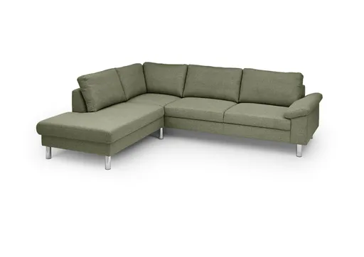 Ecksofa COOL - Ecke links mit 2,5-Sitzer, Stoff, Hellgrün