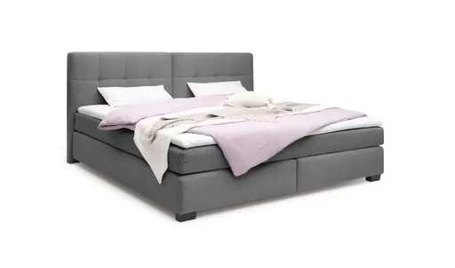 Boxspringbett JILA- Ligefläche ca. 240x200 cm, Stoff, Dunkelgrau