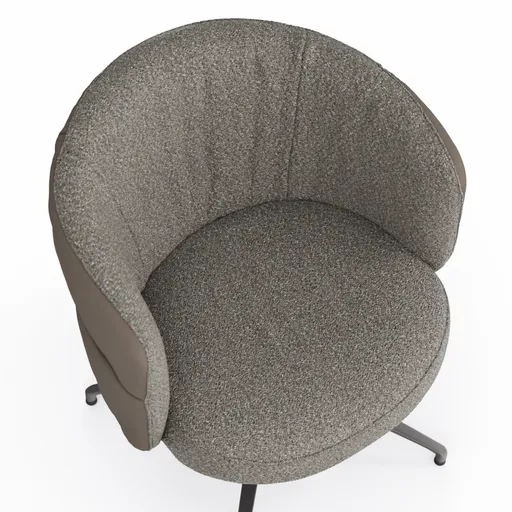 Armlehnstuhl Milana - drehbar, Leder Grau, Stoff Graubraun