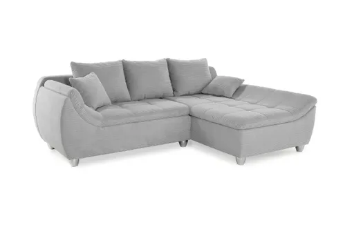Ecksofa - 2-Sitzer, Ecke rechts, Stoff, Silberfarben