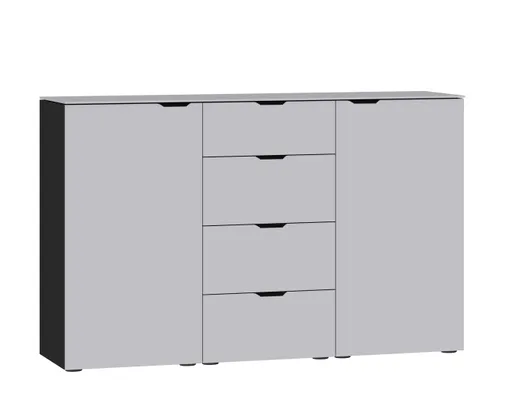 Kommode JOIN IT- Glas, Hellgrau, Matt, Schwarz