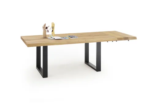 Esstisch - LB ca. 200x100 cm, Wildeiche massiv geölt, Baumkante, Schwarz