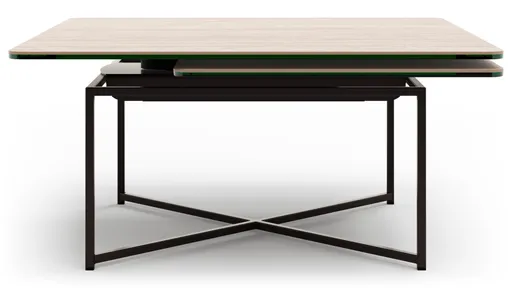 Couchtisch Cena - LB ca. 132x108 cm, Platten drehbar, Keramik, Travertin 