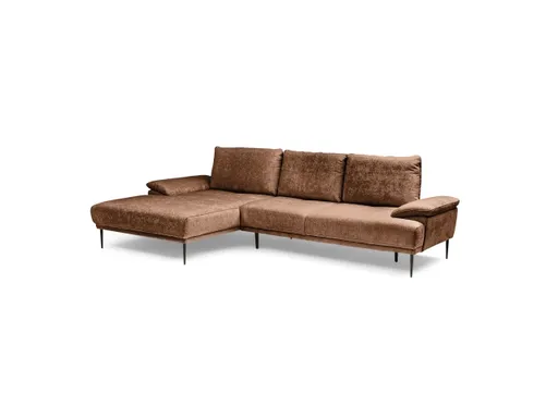 Ecksofa ENRIK - Ecke links, 2,5-Sitzer inkl. Sitztiefenverstellungen, Stoff, Orange