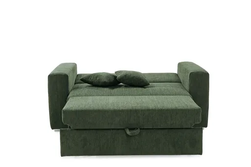 Sofa JORDEN 2 - 1,5-Sitzer inkl. Schlaffunktion mit Bettkasten, Stoff, Dunkelgrün