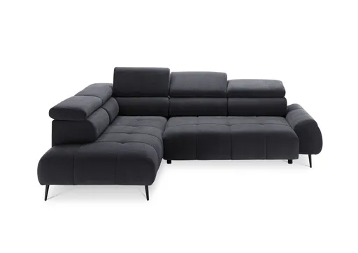 Ecksofa - Ecke links mit 2-Sitzer, Sitzvorzug motorisch, Kopfteil verstellbar, Stoff, Graphit