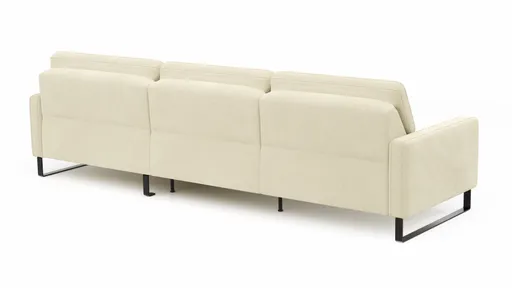 Ecksofa Valera - 3-Sitzer mit Longchair rechts inkl. Rückenlehne verstellbar, Stoff, Natur