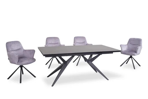 Esstisch MICHELA - ausziehbar, LB ca. 180x95 cm, Glaskeramik, Dunkelgrau