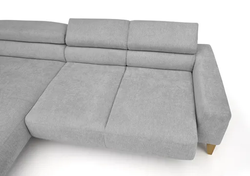 Ecksofa CHENOA - Longchair links und 2-Sitzer, Sitzvorzug motorisch, Stoff, Grau