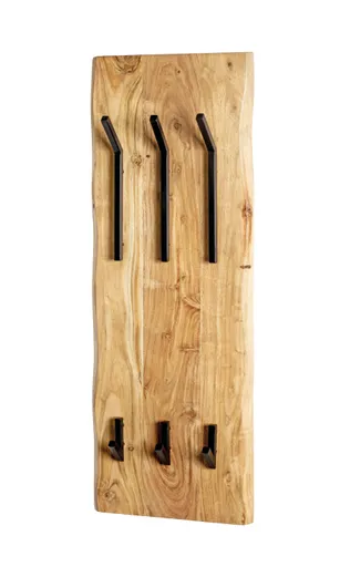 Wandgarderobe - B ca. 36 cm, Akazie, Schwarz