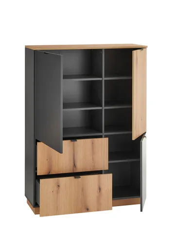 Highboard- Anthrazit, Eiche Dekor