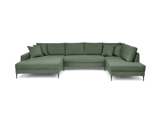 Wohnlandschaft - Longchair links, 2-Sitzer, Ecke rechts, Stoff, Grün