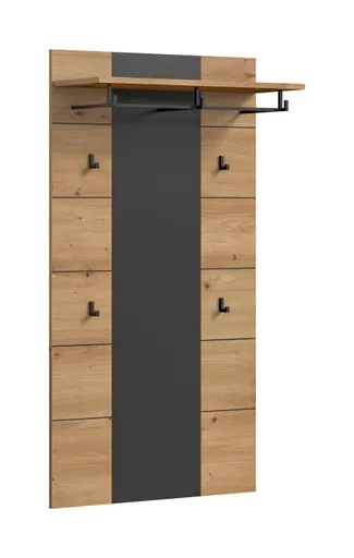 Garderobenpaneel - B ca. 80 cm, Basalt grau, Artisan Eiche Nachbildung