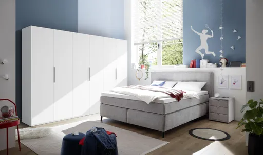 Boxspringbett- Liegefläche ca. 180x200 cm, Stoff, Grau