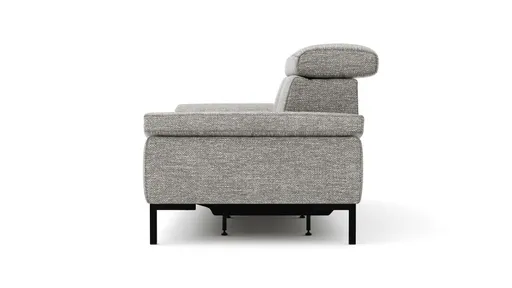 Sofa Hudson - 3-Sitzer inkl. Relaxfunktion (motorisch) und Kopfteil/Armlehnen verstellbar, Stoff, Hellgrau