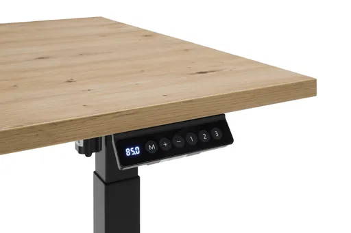 Schreibtisch - höhenverstellbar, LB ca. 137x68 cm, Eiche Dekor, Stahl, Schwarz