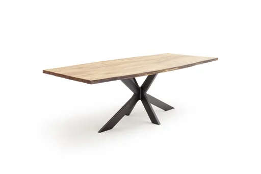 Esstisch Duna - LB ca. 260x100 cm, Wildeiche Massiv, Geölt, Sternengestell